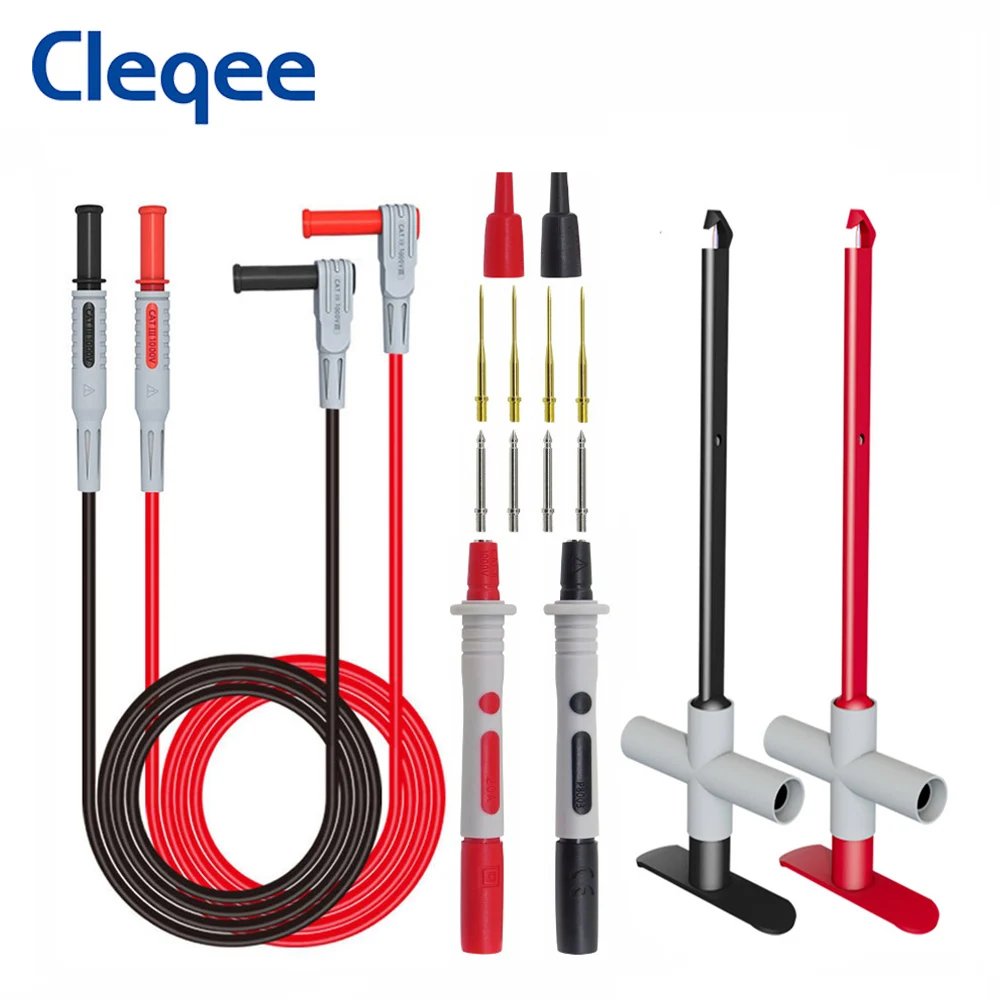 

Cleqee P1200B 16PCS Automotive Puncture Probe Multimeter Test Cable Kit with 4mm Banana Plug Wire Test Probe Replaceable Needle