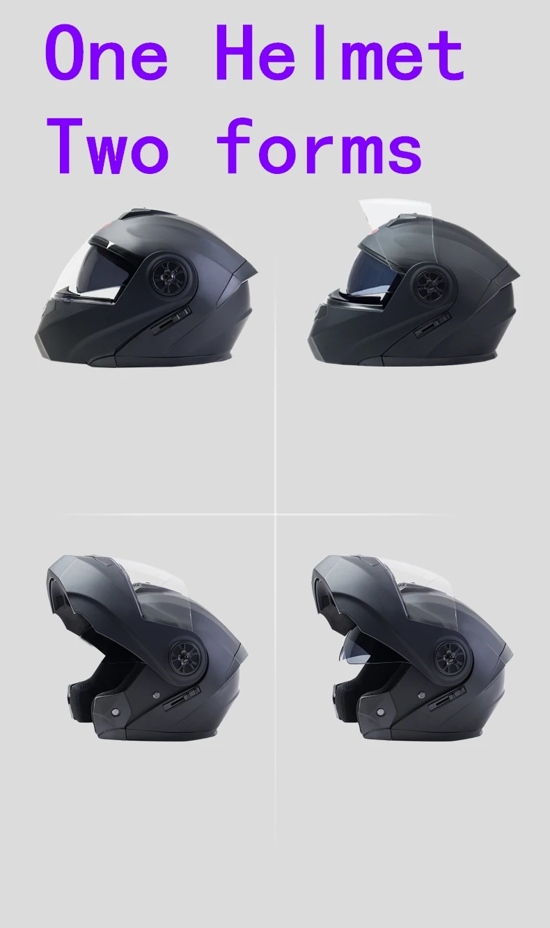 Unisex Motorrad DOT-Zertifizierung Doppellinse Modularhelm Sicherheit Modularer Klapphelm Helm mit Innenvisier Bluetooth – Detail 5