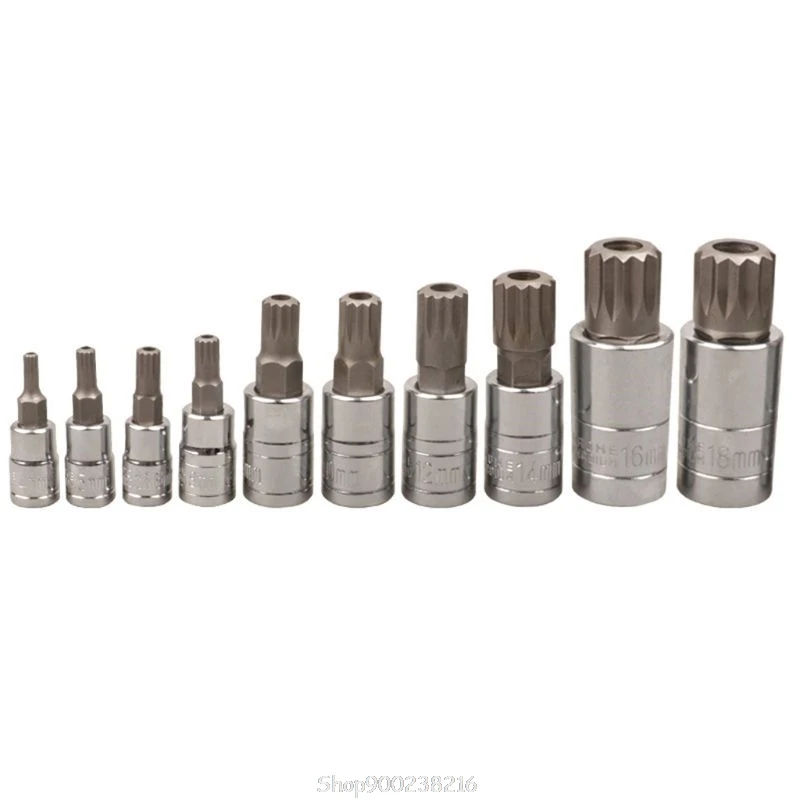 10 Pcs XZN 12 Punkt Triple Platz Spline Bit Socket Set Tamper Proof mit Fall Automotive Tool Kit S05 20 dropship
