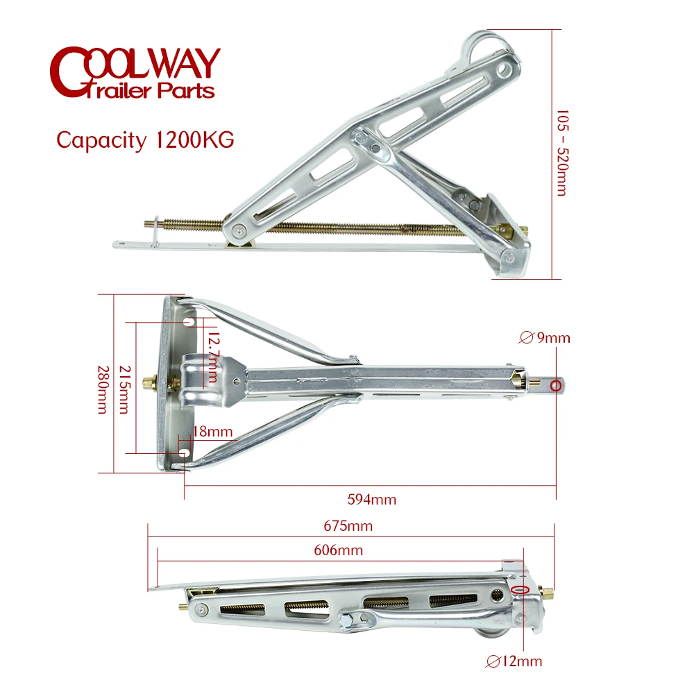 Supports de stabilisation de remorque avec 1 poignée à main, vérins de style C, jambes de stationnement de caravane, accessoires de pièces de