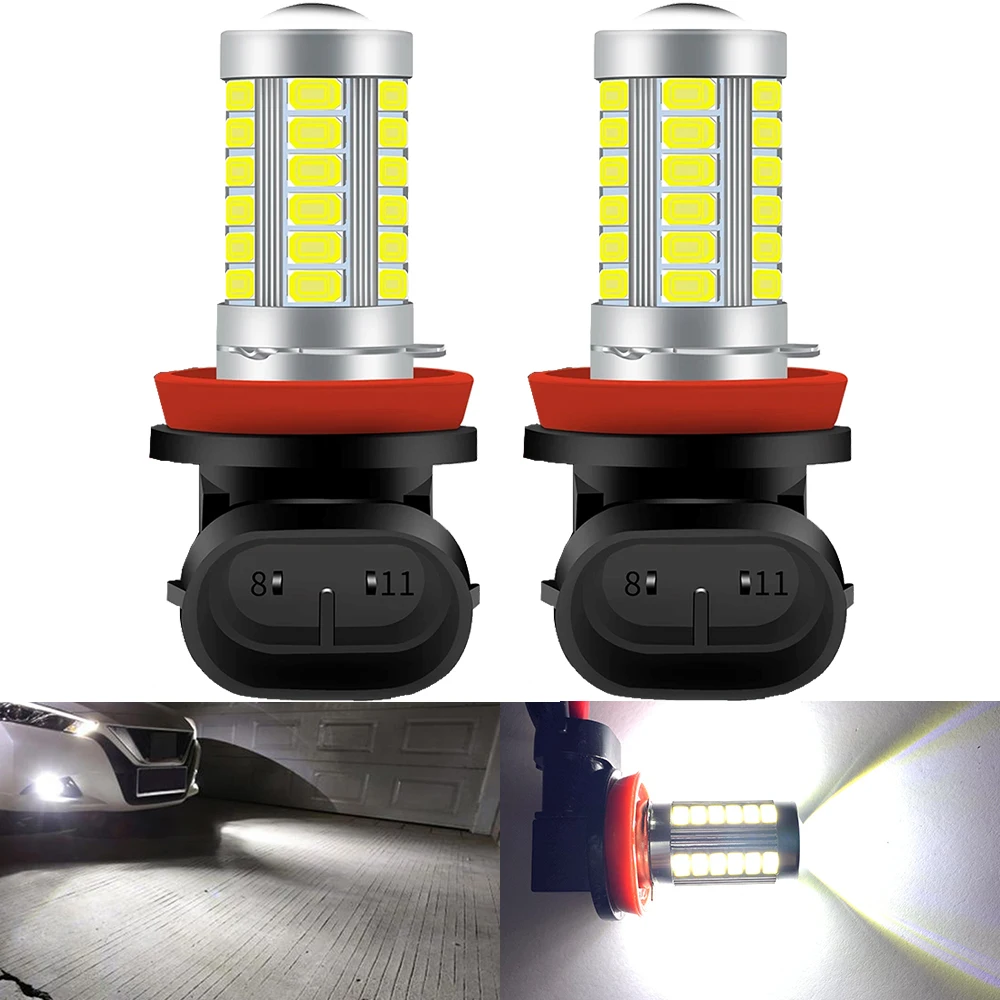 2pcs H8 H9 Led  H11 9005 HB3 9006 HB4 Car LED Fog Headlight Bulbs 6000K White Fog Lamp Day Running Light Auto Front Foglamps 12v