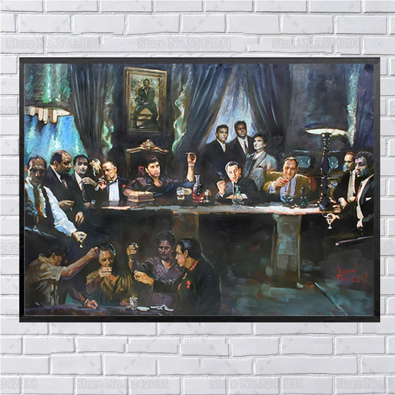 Mafia Last Supper Canvas Painting Ganster Bad Guys The Godfather Scarface Funny Design Wall Art for Home Decoration