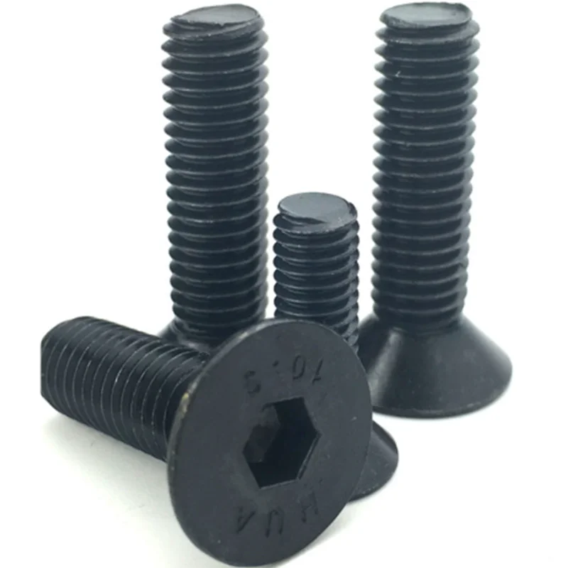 10.9 Grade M4M5M6M8M10M12 Black Carbon Steel Left Hand Threaded Hex Socket Flat Head Countersunk  Screws Bolts Hardware764