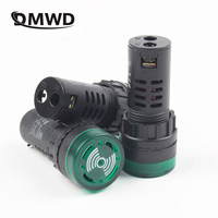 Green AD16-22SM 12V 24V 110V 220V 22mm Flash Signal Light LED Active Buzzer Beep Alarm Indicator