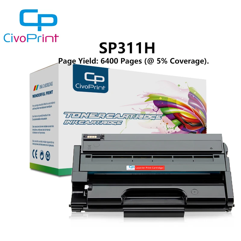 Civoprint compatível venda quente 6.4k páginas sp311h sp311 cartuchos de toner para ricoh sp310sfnw sp310dnw sp311sfn sp311dn