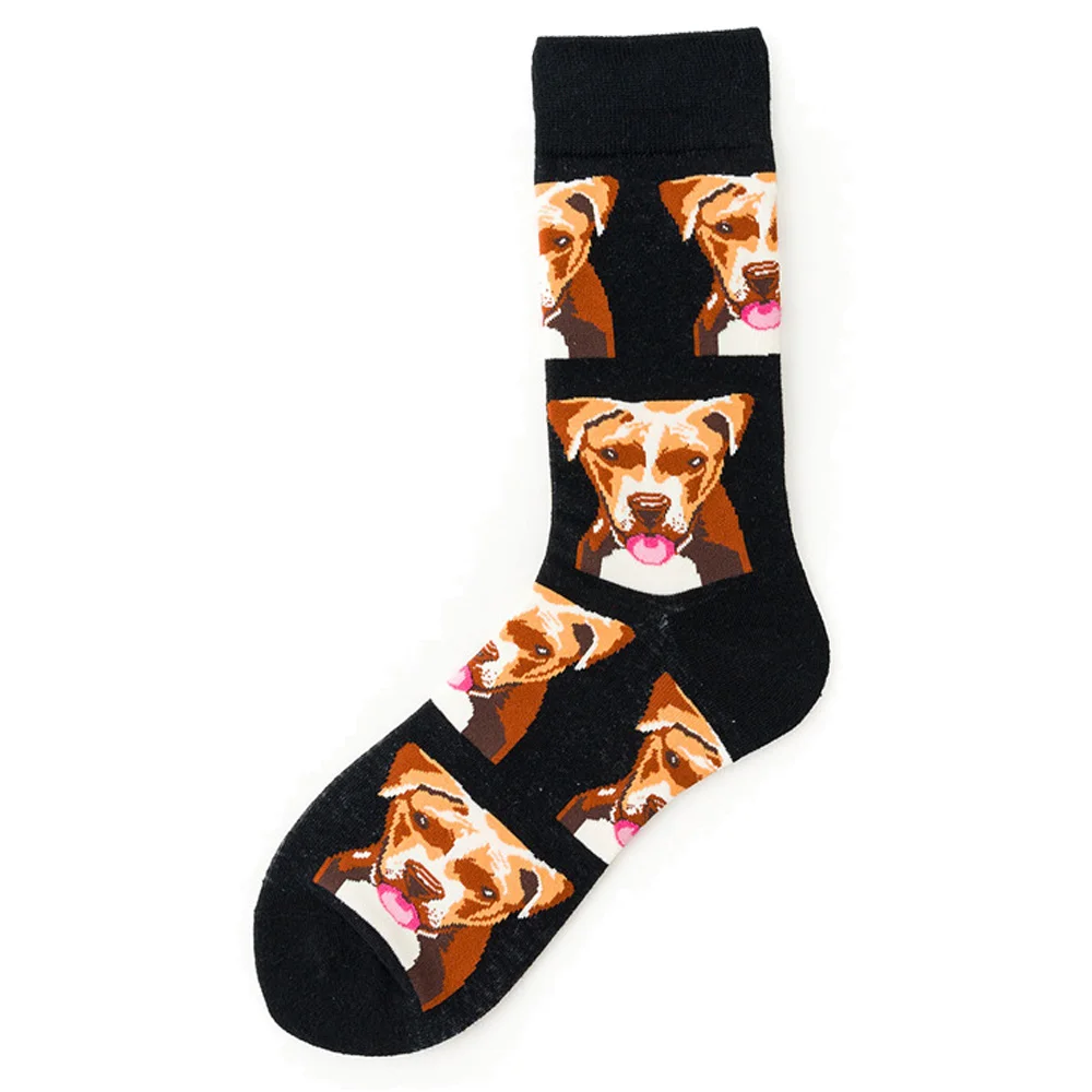 Men Socks Japanese Cotton Skateboard Colorful British Style Streetwear Hip-hop Happy Dog Cartoon Funny Socks For Christmas Gift