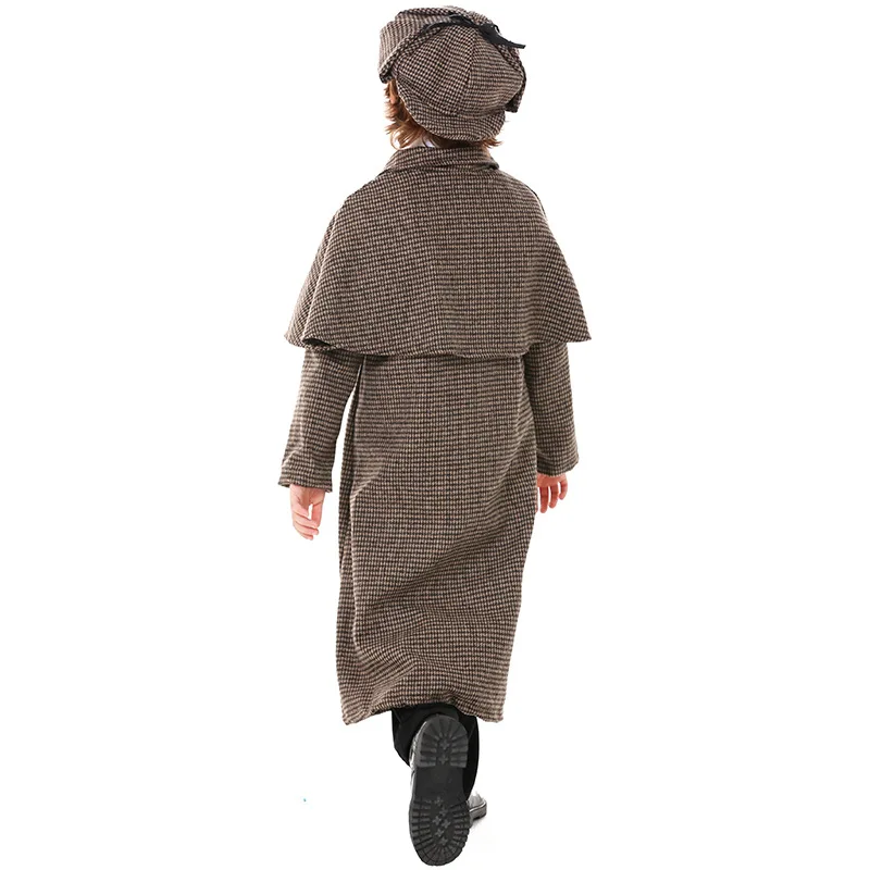 Unisex Children Halloween Private Detective Costumes Kids Inspector Cosplay Carnival Purim Parade Masquerade Play Party Dress