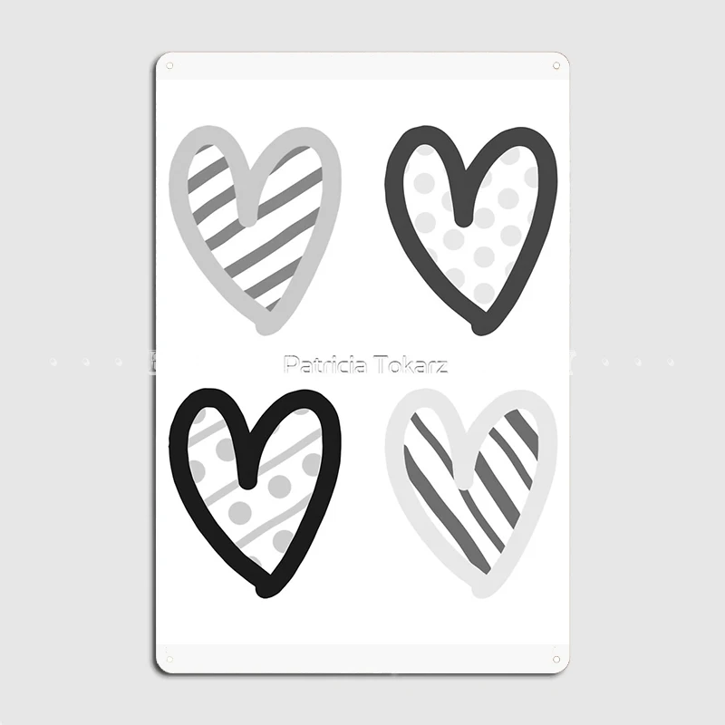 

Gray Heart Pattern Metal Sign Wall Mural Wall Personalized Plaques Tin Sign Posters