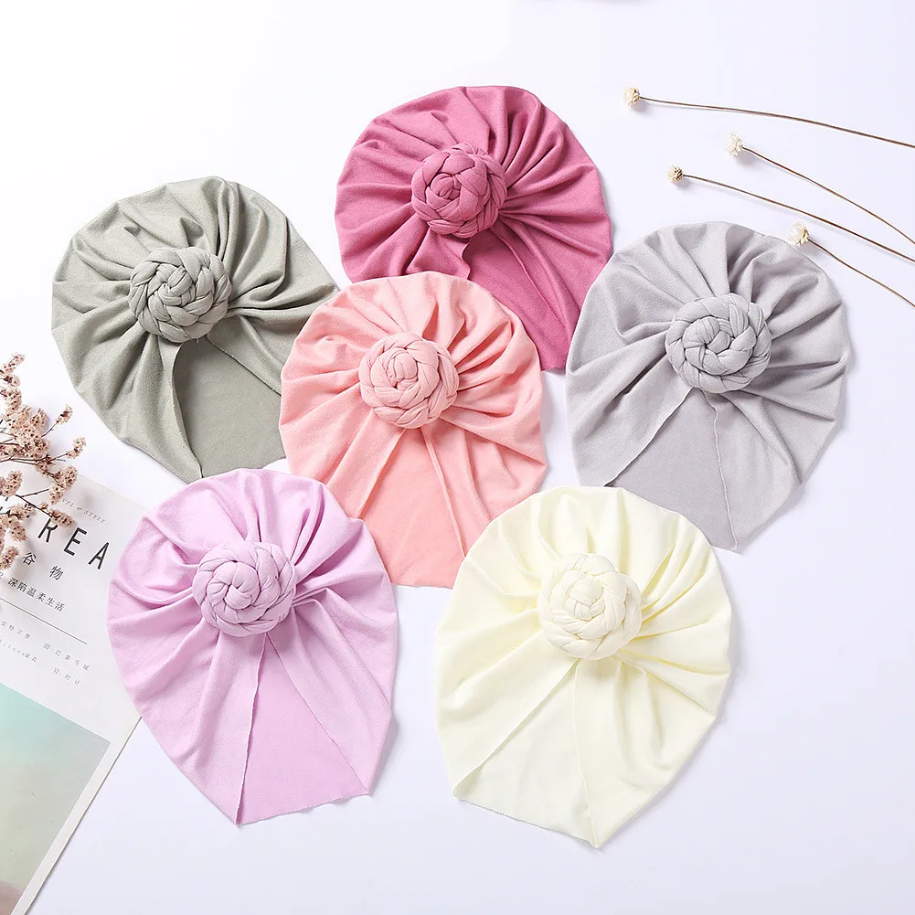 2021 Cute Flower Baby Hat Soft Cotton Baby Girl Hat Turban Infant Toddler Newborn Baby Cap Bonnet Headwraps Kids Beanie Headband