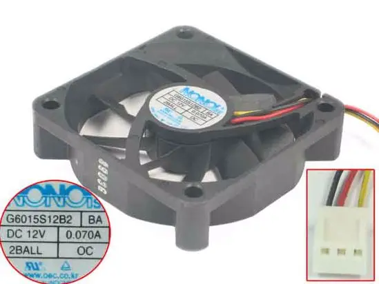 

NONOISE G6015S12B2 BA DC 12V 0.07A 3-wire 60x60x15mm Server Cooling Fan