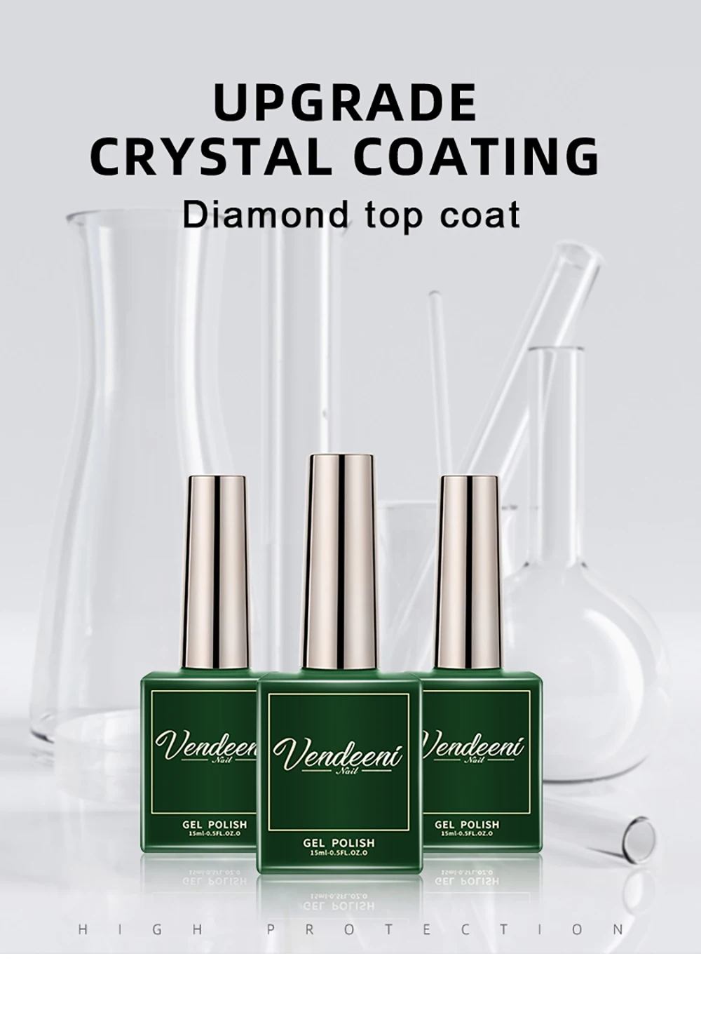 Vendeeni 15ml Diamond Top Coat für Gel-Nagellack, verstärkt die Haltbarkeit, langanhaltender UV-Soak-Off-Gel-Lack, High Light Nail Art Primer Gel – Detail 1