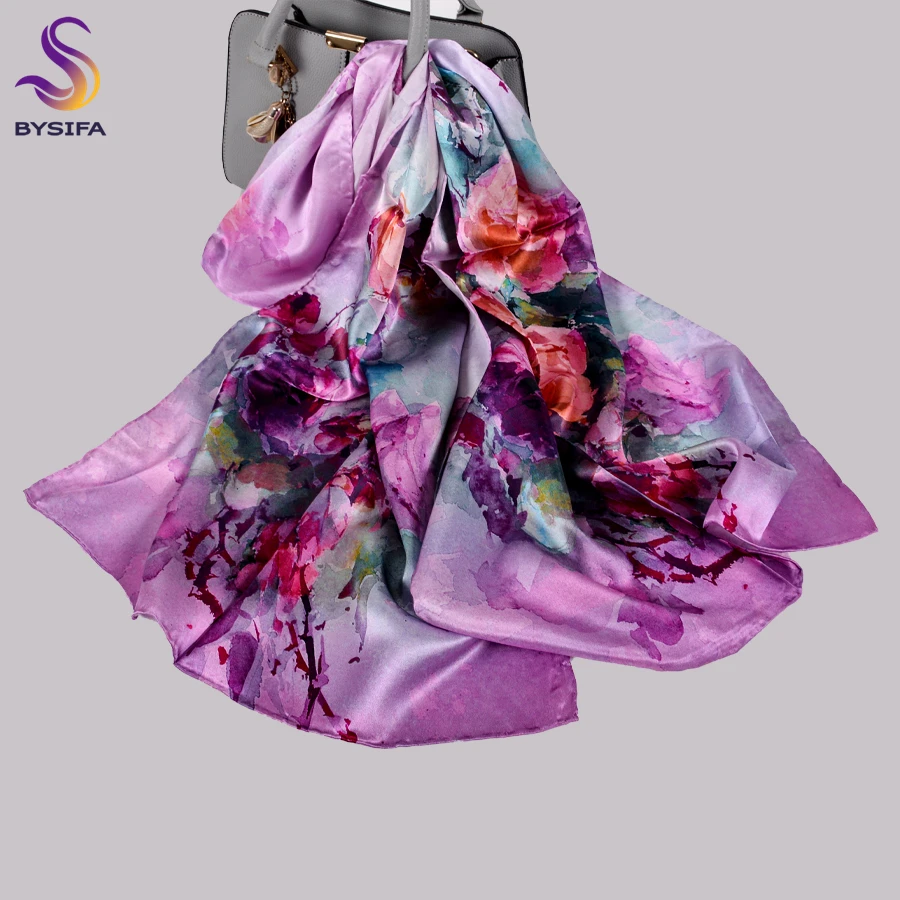 Ladies Mulberry Silk Long Scarf Wraps Hot Sale Grape Flower Plus Size Silk Scarf Noble Elegant Female Shawl Cape 178*55cm Green