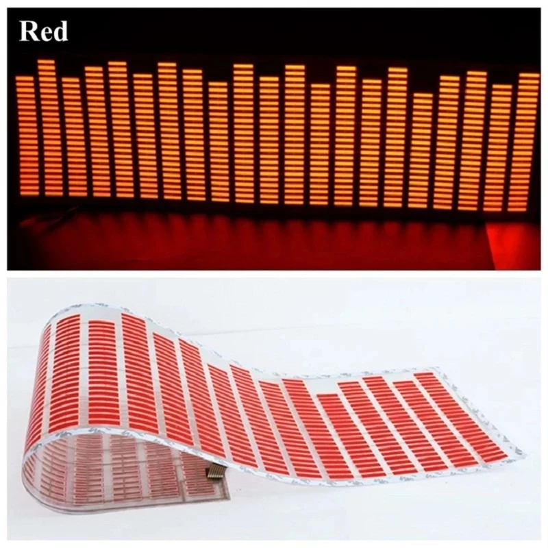 MIHAZ New 45*11cm Led EL sheet music Light lamp sound Equalizer Decoration styling Red Colorful Flash Car Sticker Music Rhythm