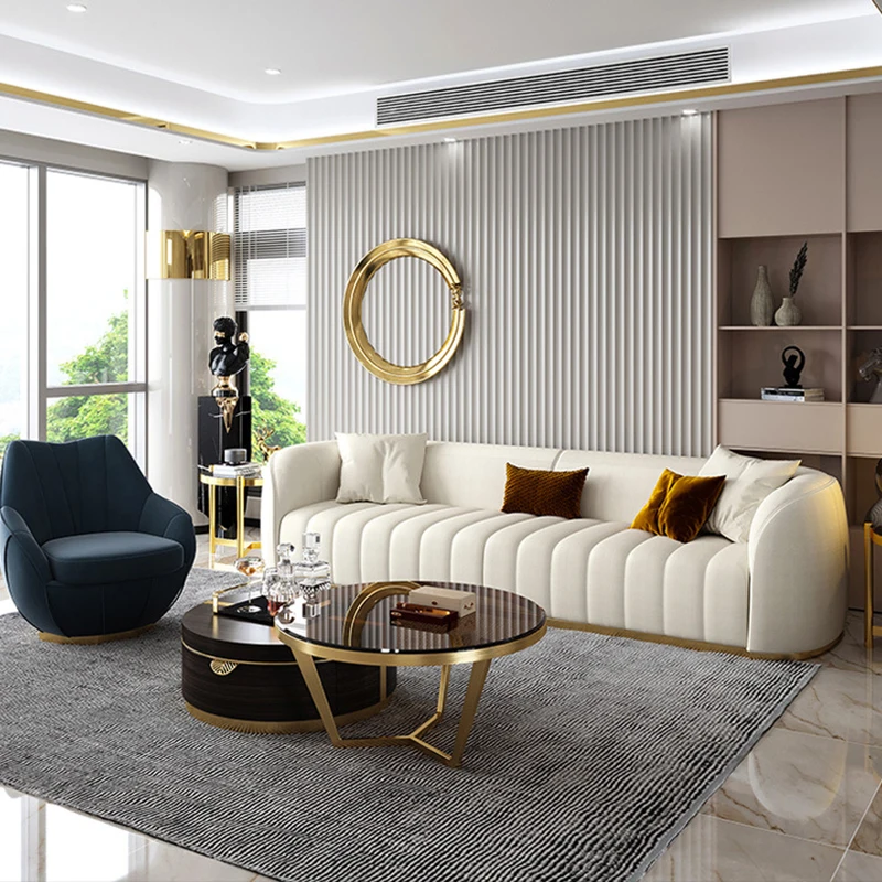 

modern style living room Genuine leather sofa jj01