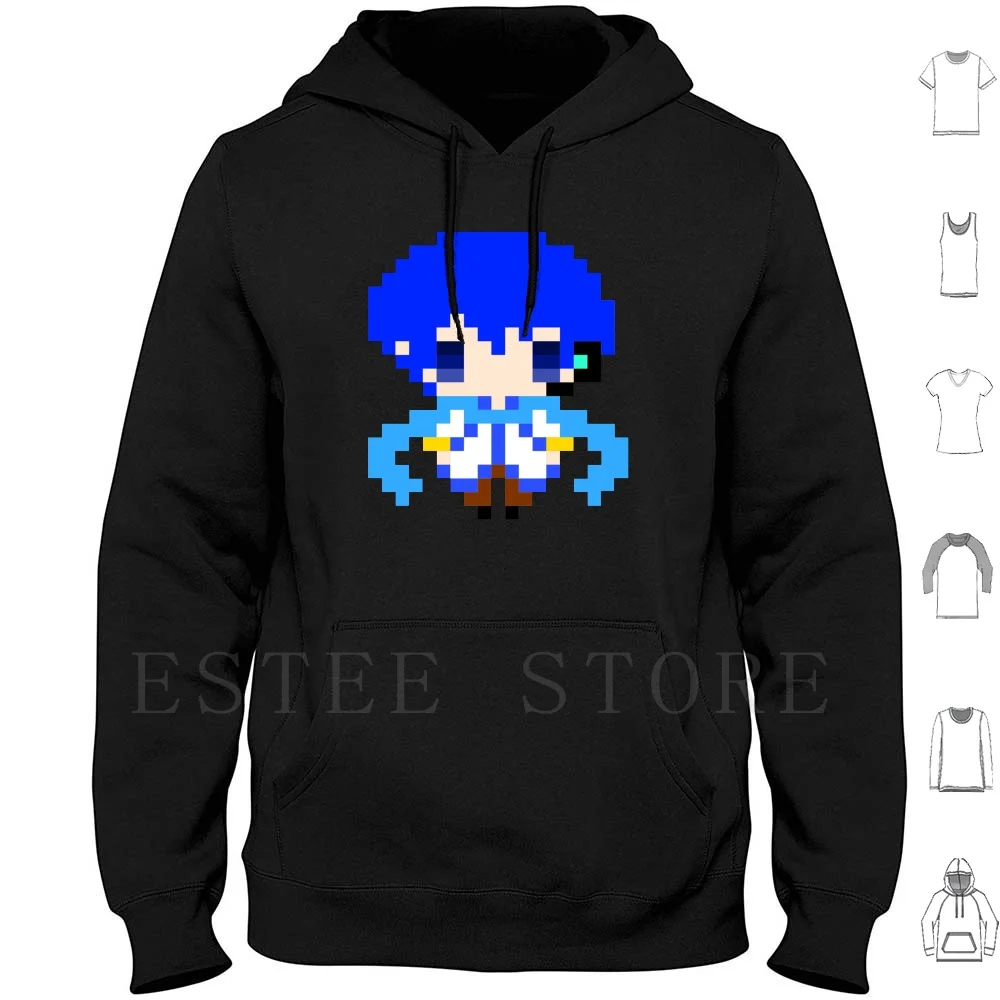 Pixel Chibi-Kaito Hoodies Vocaloid Pixelart Pixel Art Simple Minimal Color Blocks Music Japan Japanese Pop Culture