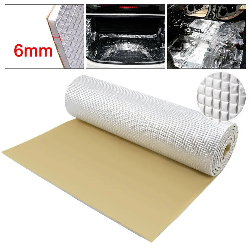 

UXCELL 6mm Thick Aluminum Fiber Muffler Cotton Car Sound Deadener Heat Insulation Mat Heat Sound Proof Deadening Dampening Mat