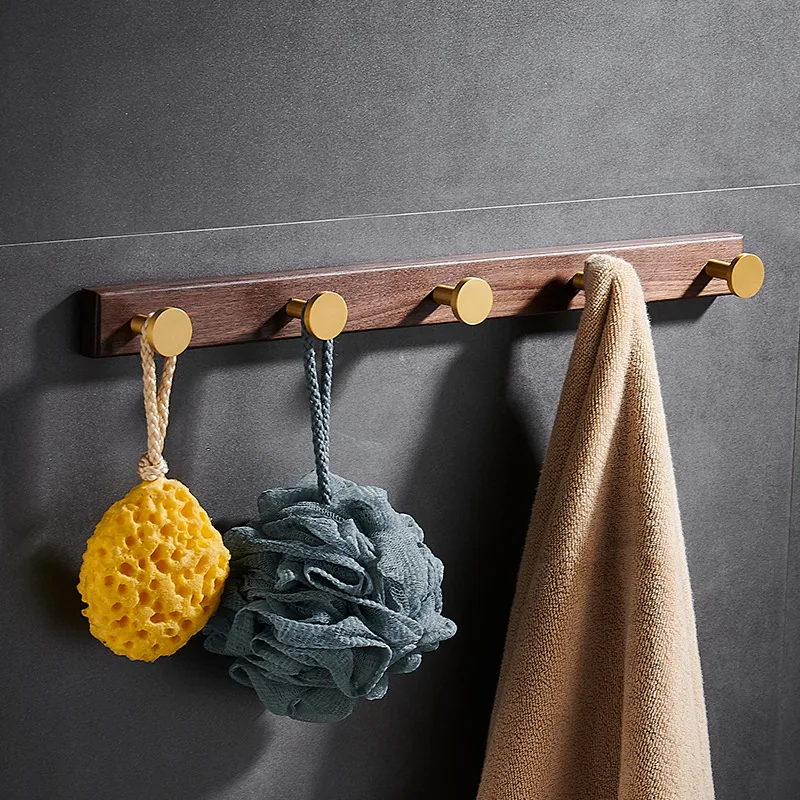 

Bathroom black walnut wooden Hook bathroom door back towel clothes hook robe hooks