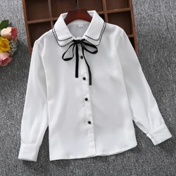 Shirts For Girls Cotton Casual Children Clothing White Girls Blouses Long Sleeve Girls Shirts Autumn Spring Kids Clothes Girls