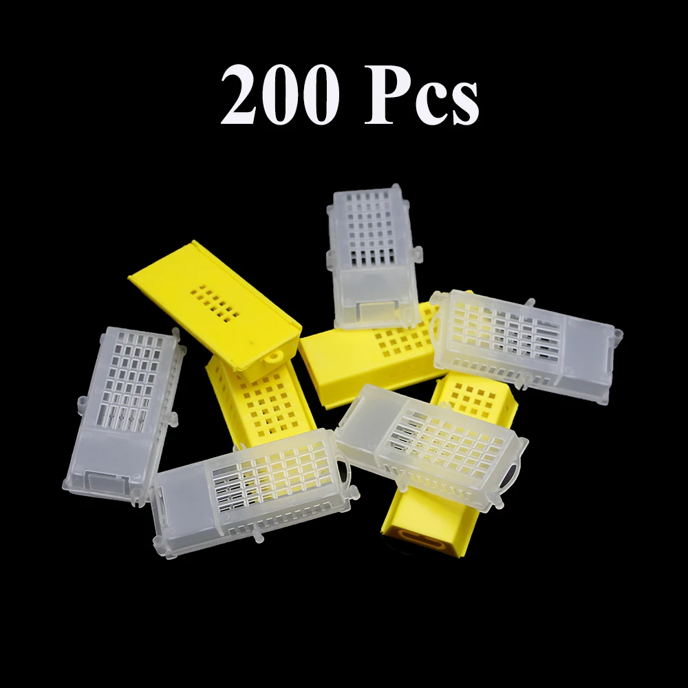 

200PCS Wholesale professtional yellow white queen transport cages bee rearing cage cell plastic bees tools apiculture equipment