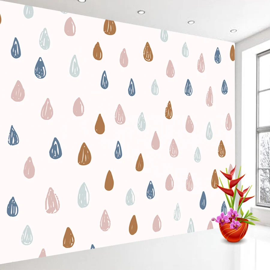 ustom Removable Accept Cartoon Home Decor Wallpapers for Livingroom TV Textured Walls Paper Covering In Rolls Water Drop Mural