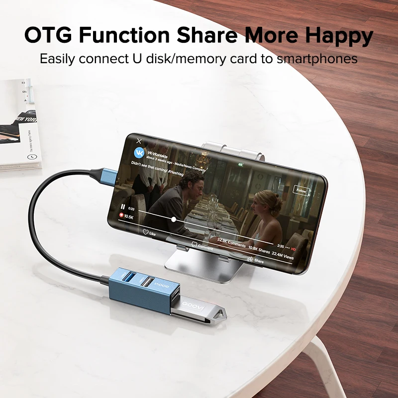 QOOVI USB C HUB 4 Ports USB Type C to USB 3.0 HUB Splitter USB-C Adapter Dock For Macbook Pro iPad Surface Samsung S21 Xiaomi