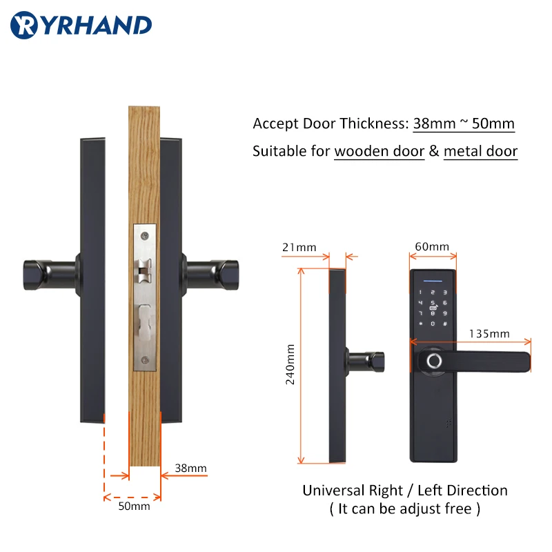 Tuya Biometric Fingerprint Lock, Security Intelligent Smart Lock With WiFi APP Password RFID Unlock,Door Lock Electronic Hotels