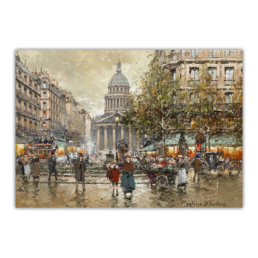 Paris street scenery by Antoine Blanchard  Canvas Oil Painting Aesthetics Picture Backdrop Wall Hanging Decor Home Decoration