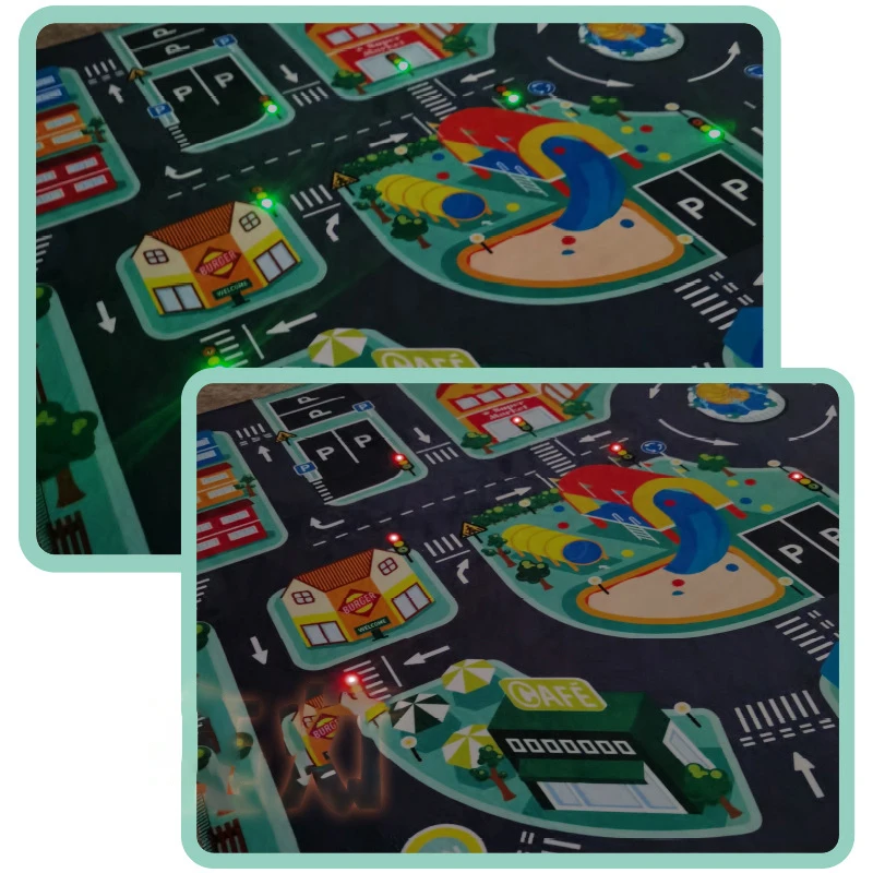 LED Play Carpets for Kids, Road Lighter Rugs, Car Area Rugs, Anti-slip Floor Mat, Home Decor, Super Soft for Rugs, Gift