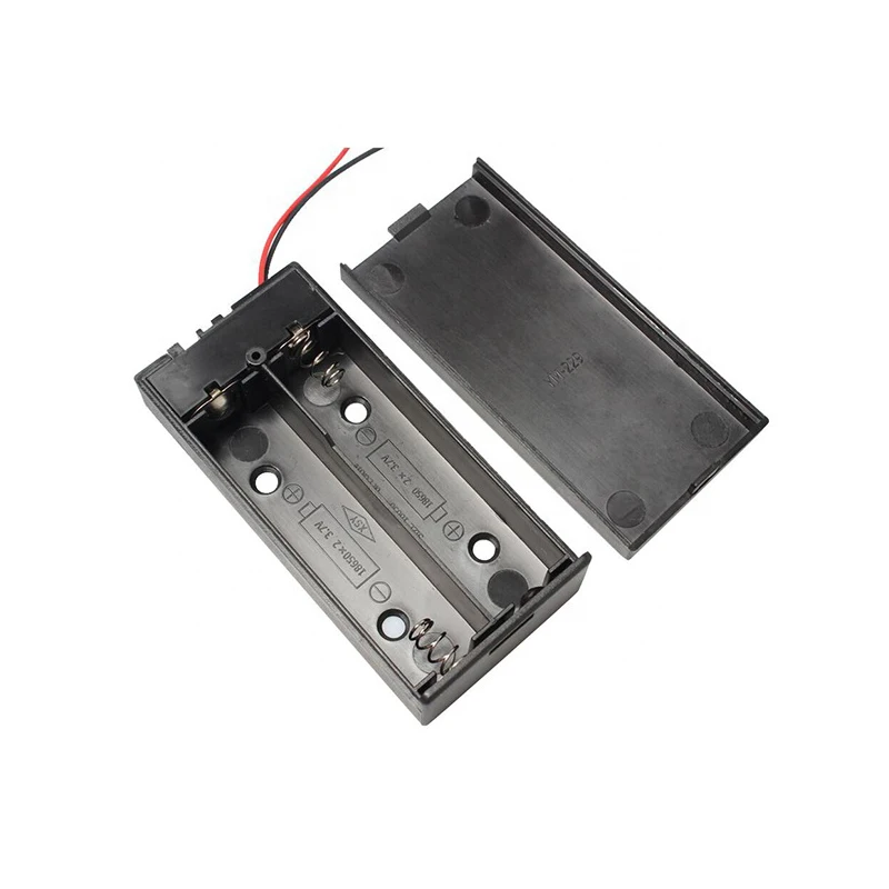 Wholesale New Plastic Diy 3.7V 2x 18650 Battery Holder Connector Storage Case Box with ON/OFF Switch with Cover