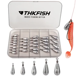 THKFISH 28pcs Fishing Weights Sinkers Kit 3.5g 5g 7g 10g 14g Drop Shot Fishing Leads Sinkers Sea Fishing Lead Dropshot