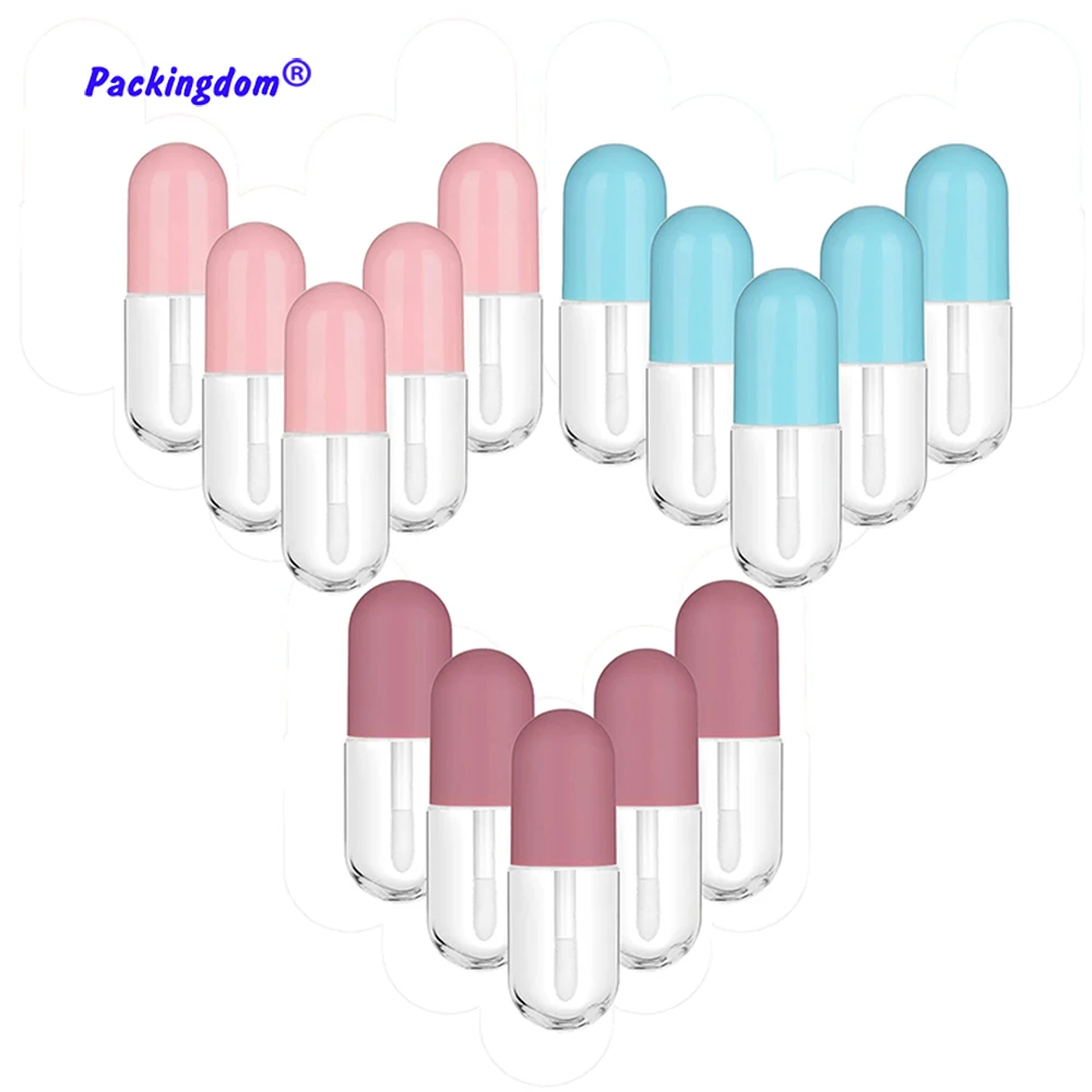 

20pcs Cute Capsule Shaped Mini Lip Gloss Tubes Refillable Balm Bottle Clear Empty Lipgloss Containers Rubber Insert Stoppers 3ml