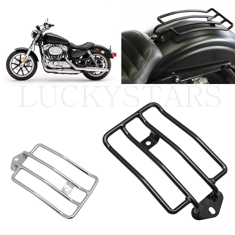 Chrome Black Rear Fender Luggage Rack For Harley XL883 XL883C XL883L XL883N XL883R Iron XL 883 883C 883L 883N 883R 2004-2020