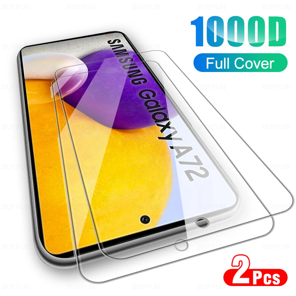 2Pcs Glass For Samsung Galaxy A72 5G 4G A71 Sansung  A 71 72 Screen Protector Cover Glas HD Protective Film On For 6.7