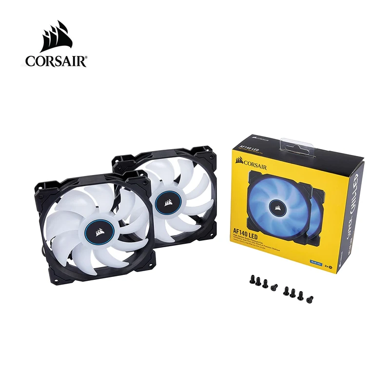 CORSAIR AF140 LED Low Noise Cooling Fan, Single/Dual Pack - Blue/Red 140 mm