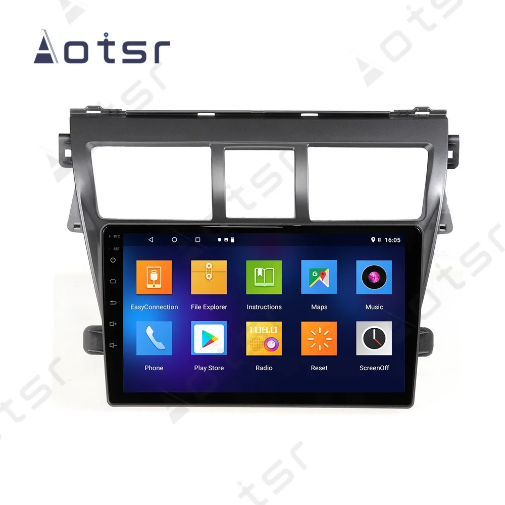 AOTSR Android 9 Car Navigation For Toyota VIOS 2007-2012 For Yaris Sedan 2006-2012 For Belta 2005-2008 Car GPS Tracker 4G + 64G