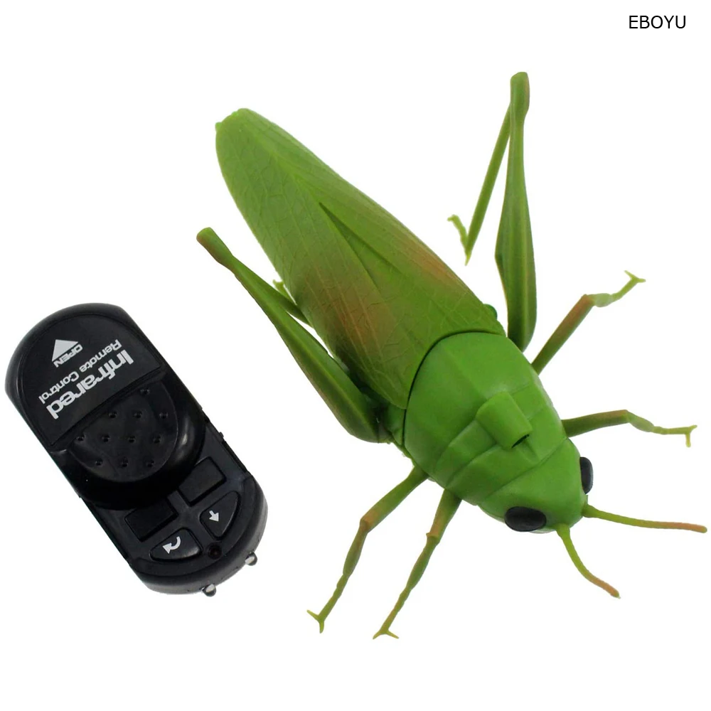 Eboyu rc grasshopper grama de controle remoto funil brinquedo animal locust eletrônico falso inseto carro veículo crianças presentes aniversário