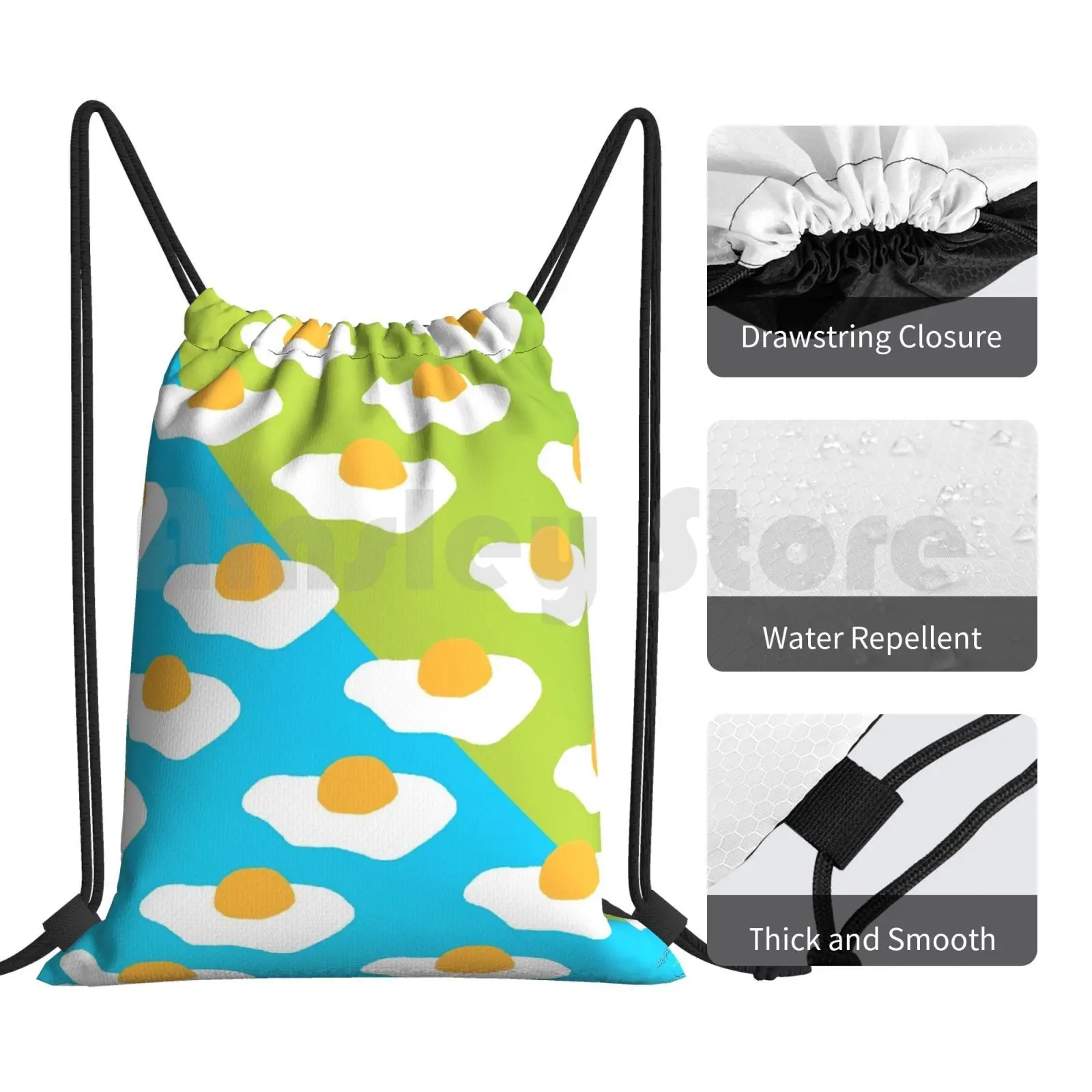 حقيبة ظهر برباط على شكل بيضة (أزرق وأخضر) حقيبة ركوب الخيل والتسلق حقيبة صالة الألعاب الرياضية بيض ممتاز طعام أزرق وأخضر ممتاز #4