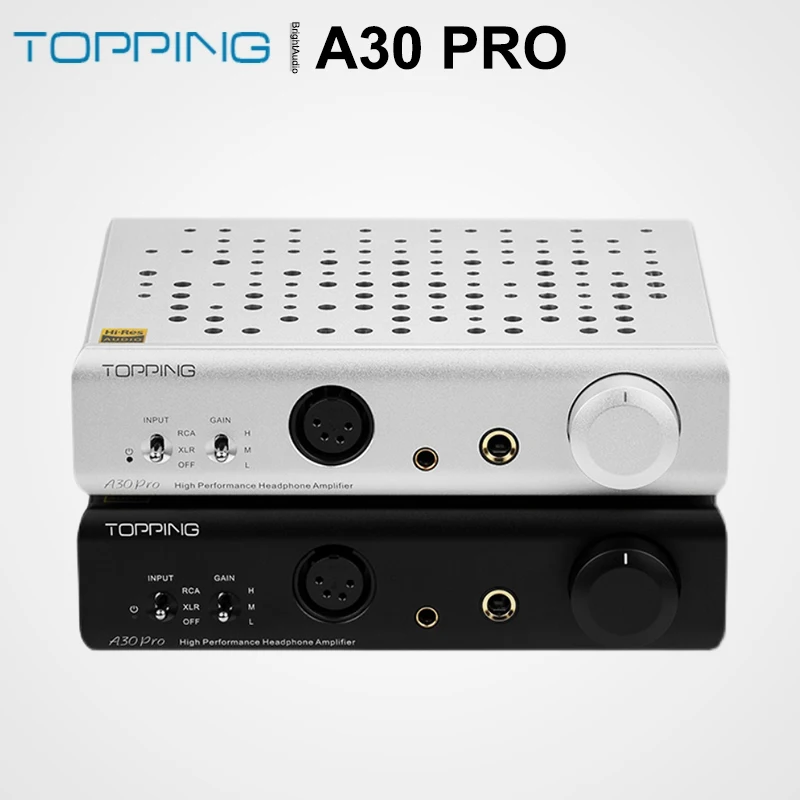 

Topping A30 Pro A30Pro Hi-Res NFCA Headphone Amplifier AMP with 4pin-XLR/4.4mm/6.35mm output 840mW*2/300 Ohm Power audirect