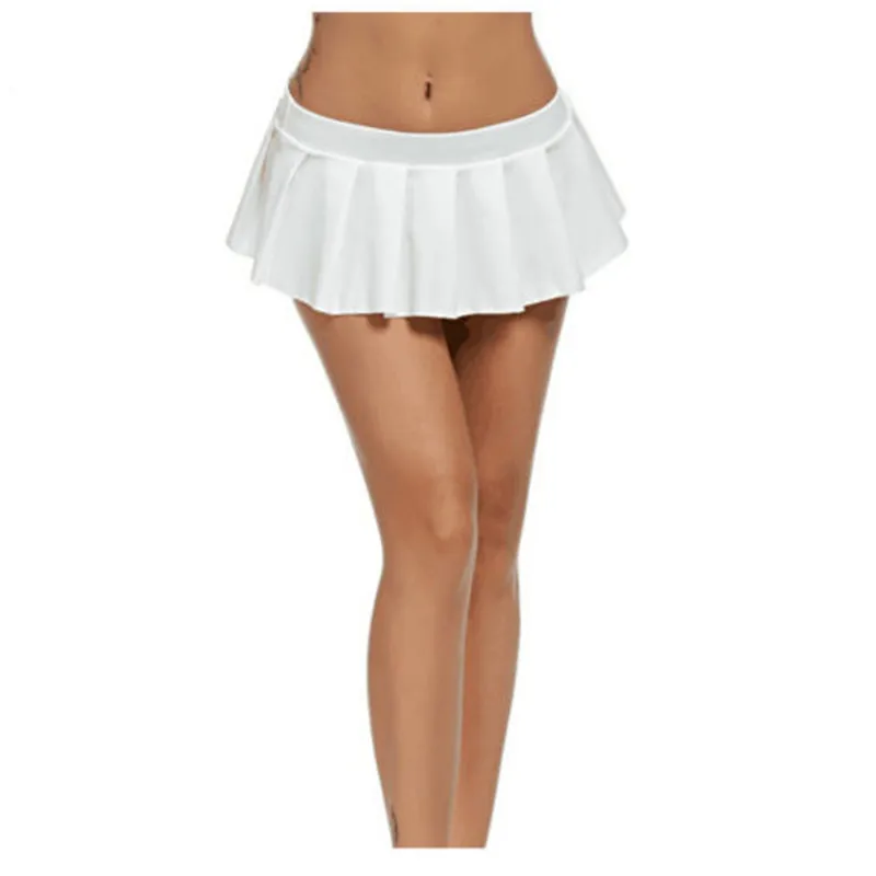 Women Pleated Mini Skirt Sexy Lingerie School Girl Micro Cosplay Club Costume Solid Color Short Skirts Underwear 2021 Hot