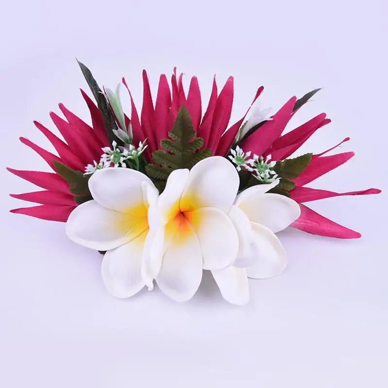 MIXED COLORS Free shipping 50pcs/lot KN-hc004m Artificial Bird Of Paradise Leaves&foam Plumeria Hair Clip Headwear Accessories