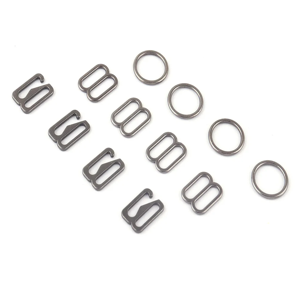 10mm Gunmetal Metal Slider G Hook And Strap O Ring Adjusters Bra buckle making Lingerie Bikini Swimwear Colthing Accessories DIY