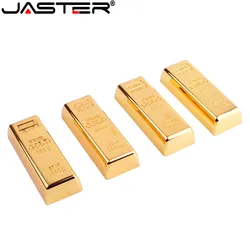 JASTER Gold Bullion Model USB 2.0 Flash Drive Golden Bar Pen Drive 4GB 8GB 16GB 32GB 64GB 128GB Metal Flash Memory Stick Gifts