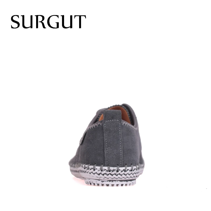 SURGUT Brand Minimalist Design 100% Genuine Suede Leather Mens Leisure Flat Brand Spring Formal Casual Dress Flat Oxford Shoes