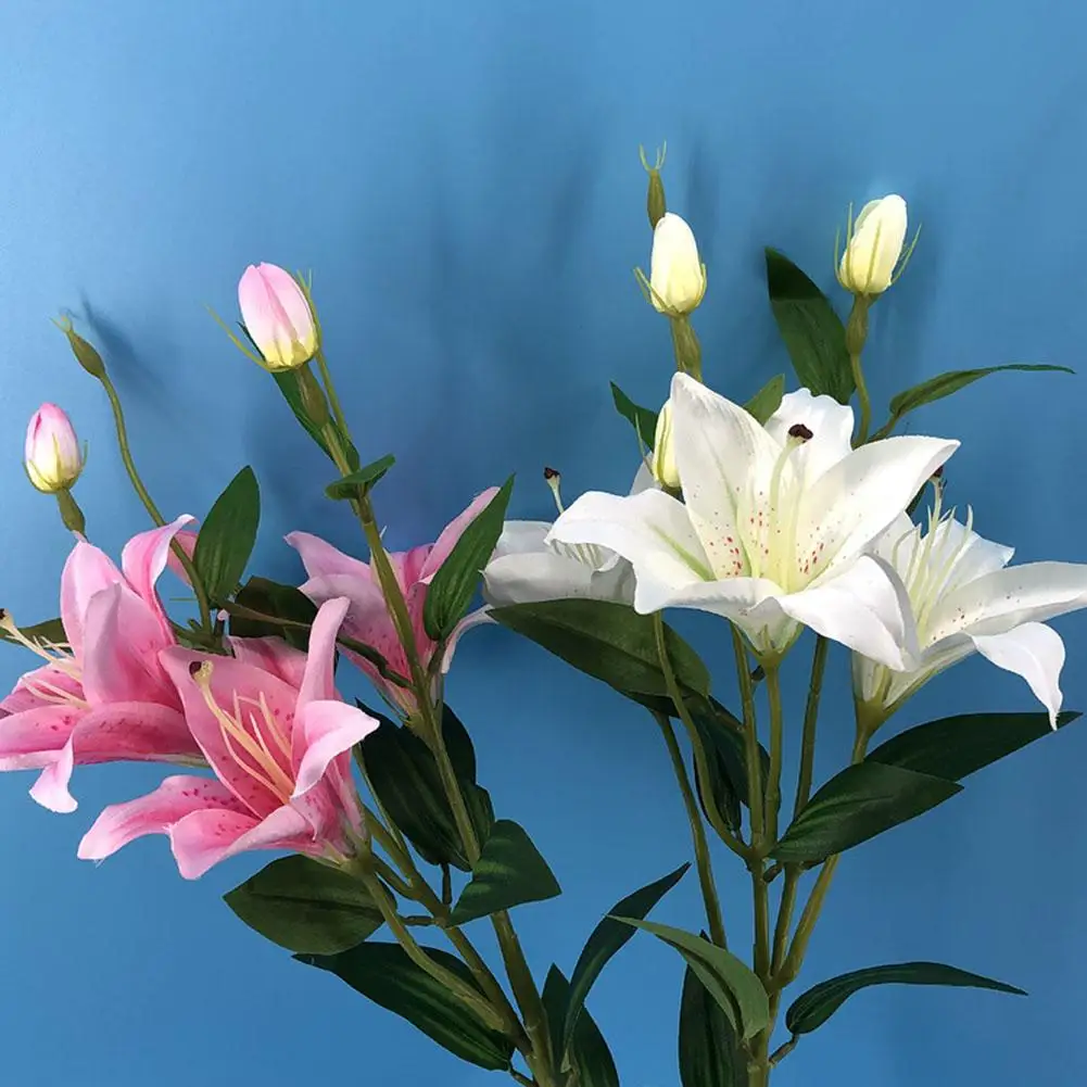 6 Heads Artificial Lily Flower Branch Easter Vivid Simulation Plant Garden Living Room Home Wedding Party Decor Accessory Cheap