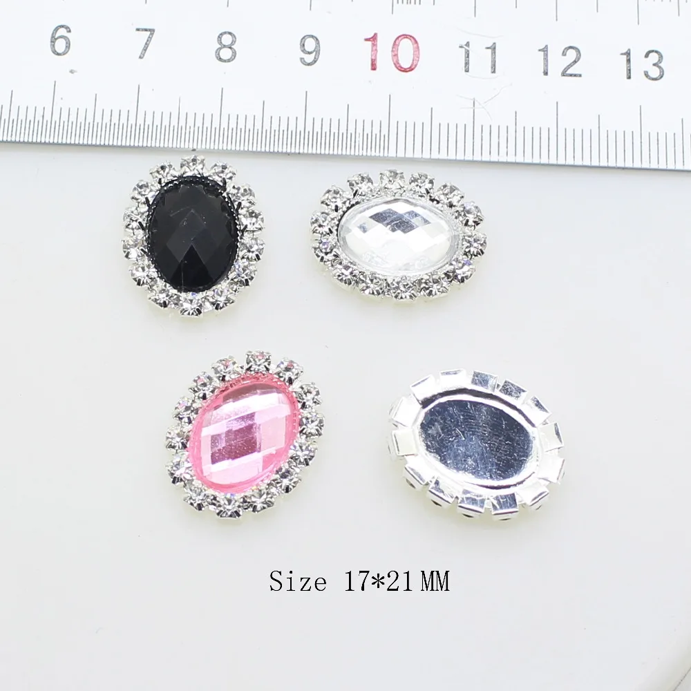 New 10Pcs/lot 17x21MM Oval Acrylic Rhinestone  Jewelry Handmade DIY Wedding invitation Flat back Embellishment Decoration