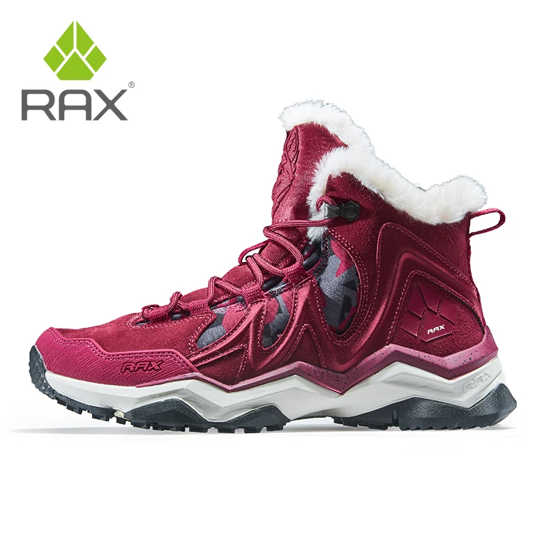 RAX Winter Snow Boots For Men Women Fleece Hiking Shoes Outdoor Sports Sneakers Mens Mountain Shoes Trekking Walking Boots