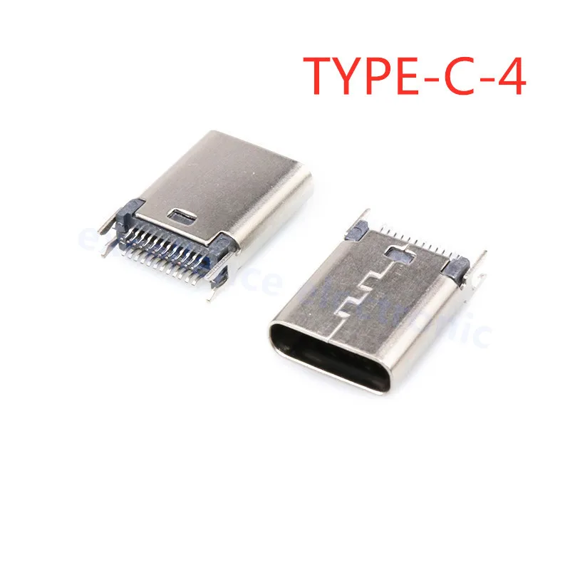 5pcs Type C USB 3.1 SMT Connector 24P USB Horizontal Mid Mount Male Female Through Board for Charger Adapter DIY