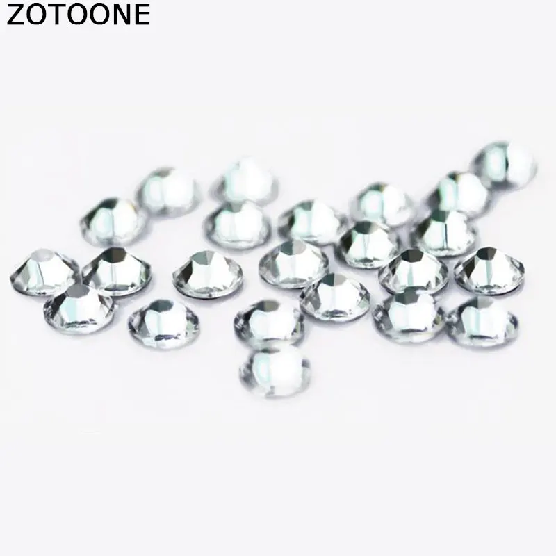 ZOTOONE Clear Crystal Strass Iron on Hotfix Rhinestone Patch Applique for Clothes Decoration Flatback Rhinestones Cyrkonie E