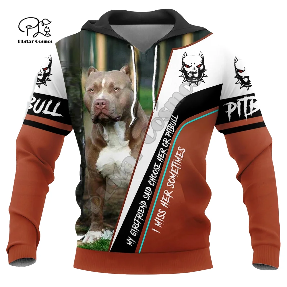 Mens Funny pitbull Dogs 3d print hoodies autumn long sleeve Sweatshirts women pullover tracksuit hood hoody outwear