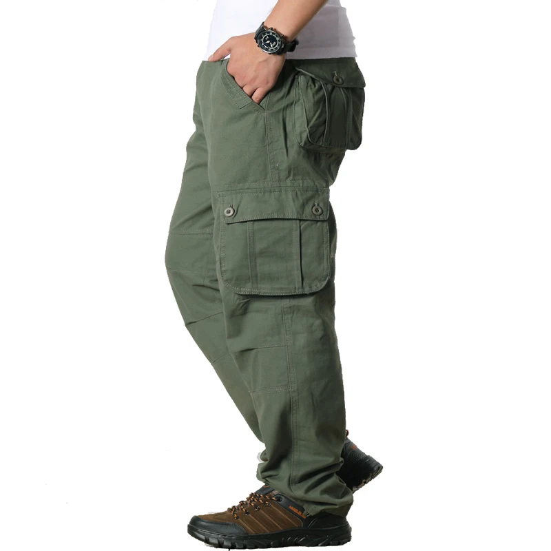 Pantalones Cargo para hombre, pantalón táctico informal con múltiples bolsillos, holgado, recto, largo, talla grande 44, Primavera